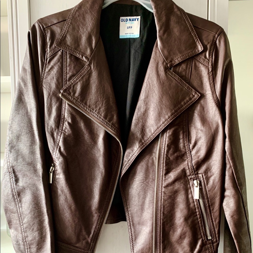 Faux leather spring jacket